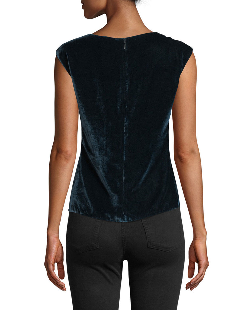 Rebecca Taylor Sleeveless Ruched Velvet Top, Storm