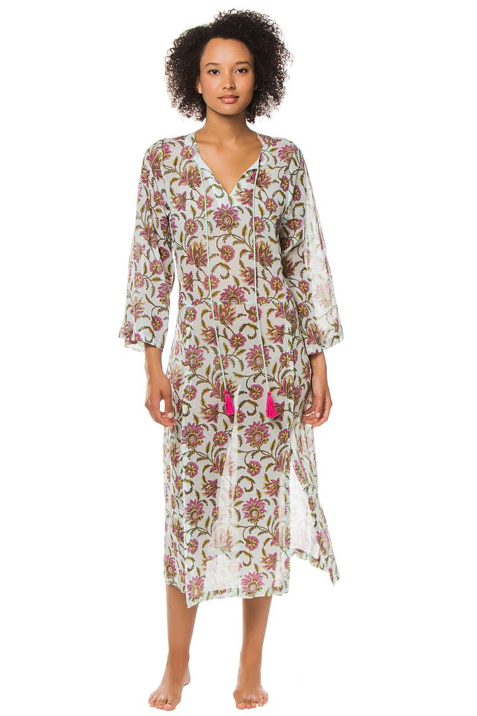 Roller Rabbit Vine Floral Lotella Caftan Cover-up, Blue/Magenta