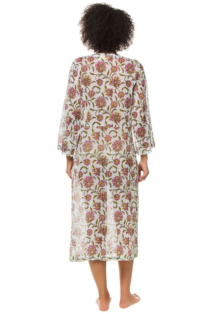 Roller Rabbit Vine Floral Lotella Caftan Cover-up, Blue/Magenta