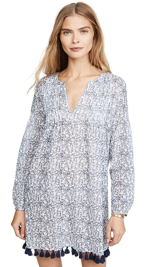 Roller Rabbit Royal Denmark Ziva Tunic Cover-up, White/Blue