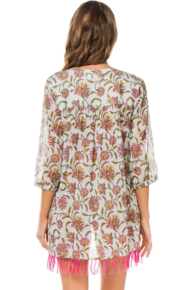 Roller Rabbit Vine Floral Serafina Tunic Cover-up, Blue/Magenta