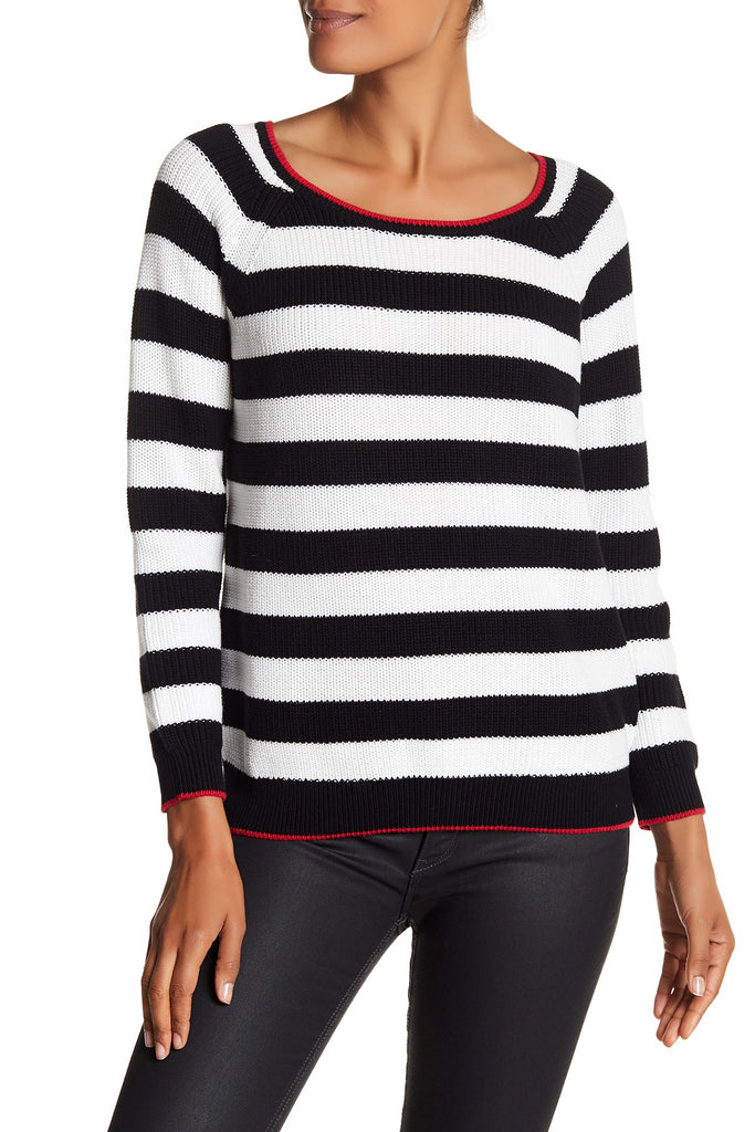 Soft Joie 'Danila' Striped Knit Sweater, Caviar-Porcelain
