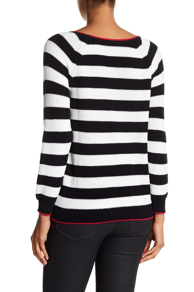 Soft Joie 'Danila' Striped Knit Sweater, Caviar-Porcelain