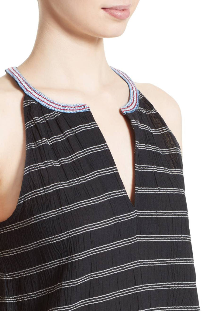 Soft Joie 'Heather' Embroidered Sleeveless Top, Caviar/Porcelain