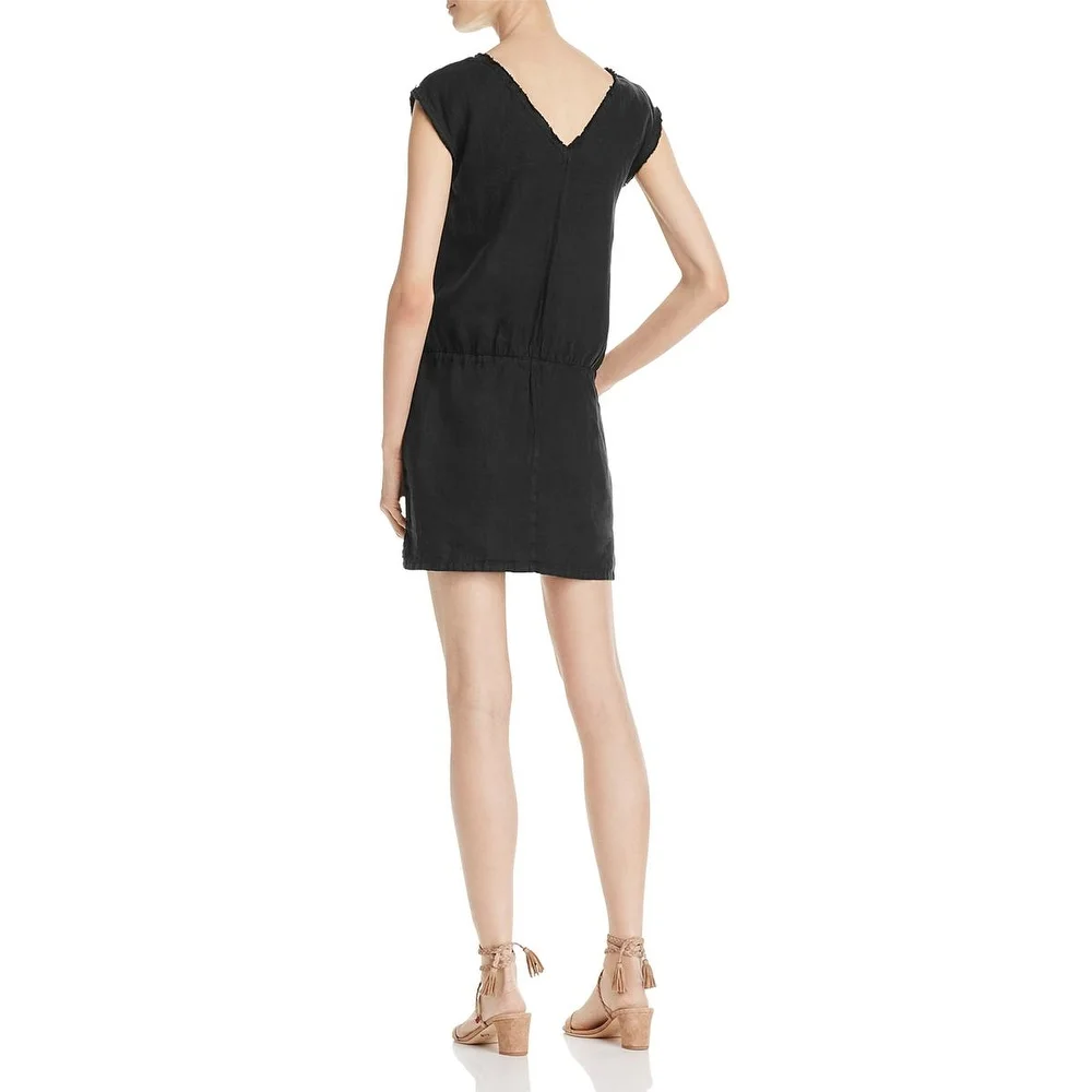 Soft Joie Liana Tie-Waist Linen Dress, Caviar Black