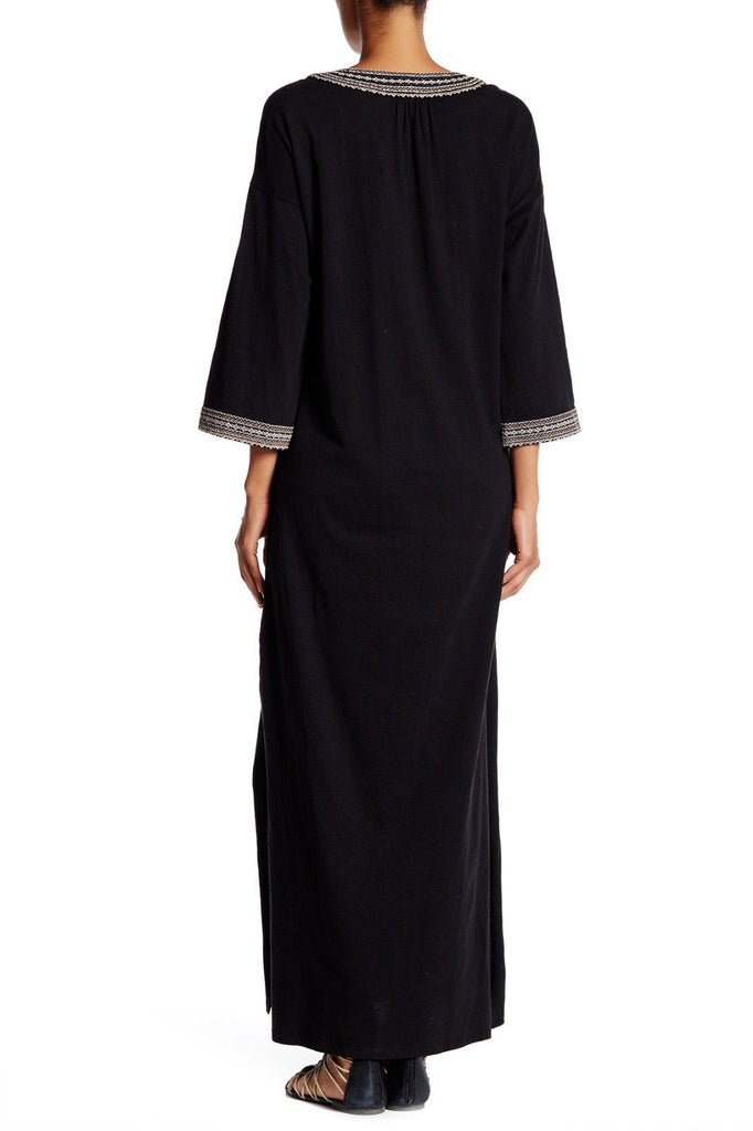 Soft Joie 'Raula' Embroidered Cotton Maxi Dress, Caviar Black