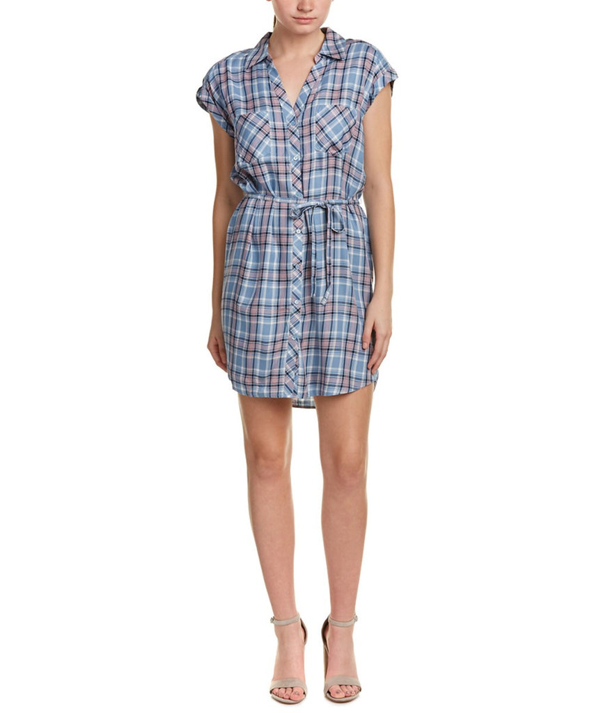 Soft Joie Safia Belted Plaid Shirt Dress, Copenhagen Blue