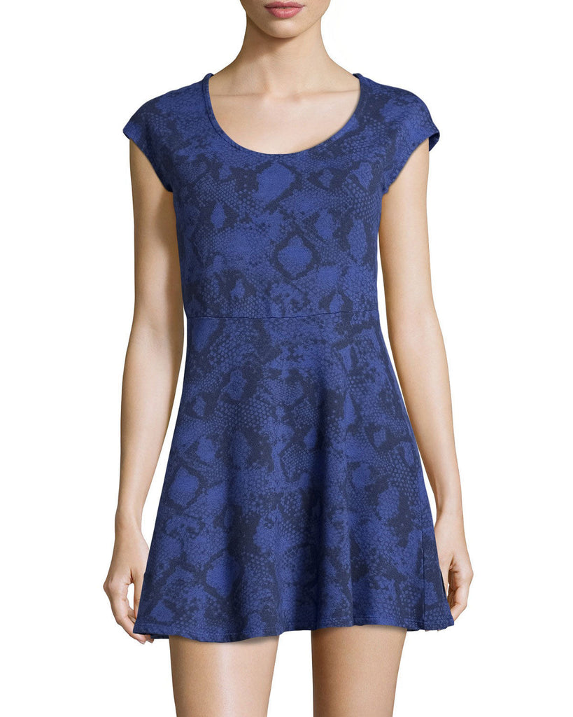Splendid Python Print Cotton/Modal Stretch Dress, Blue Jay