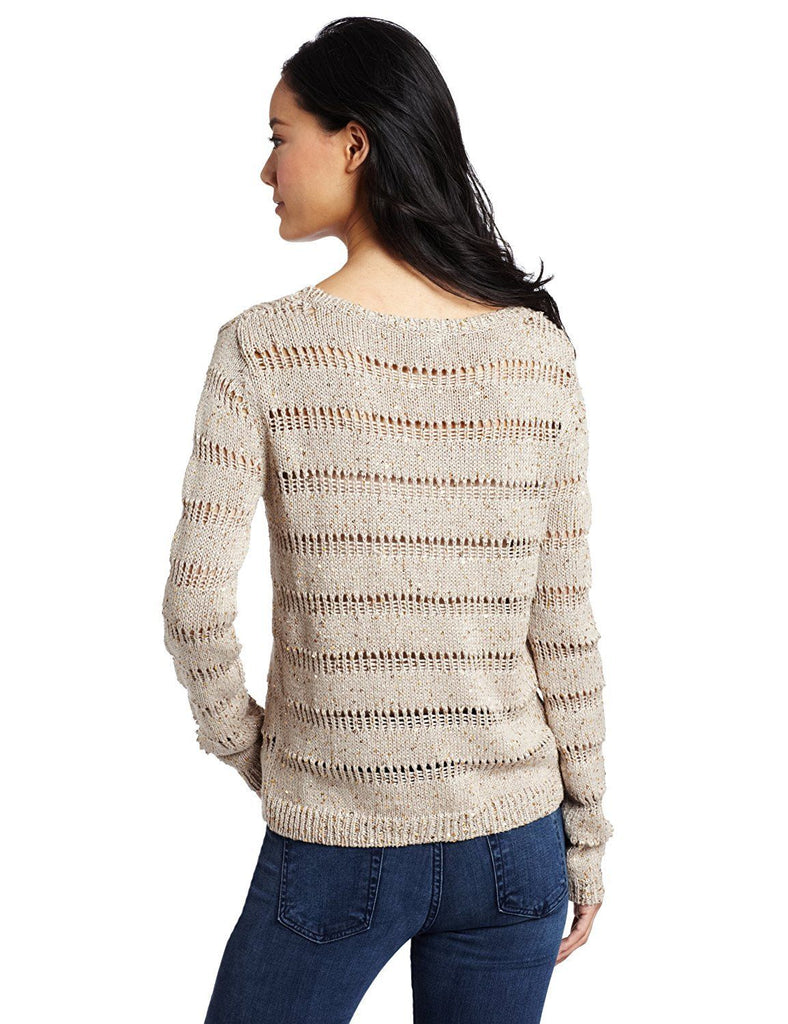 Splendid Versailles Open-Knit Sequin Pullover Sweater, Tawny