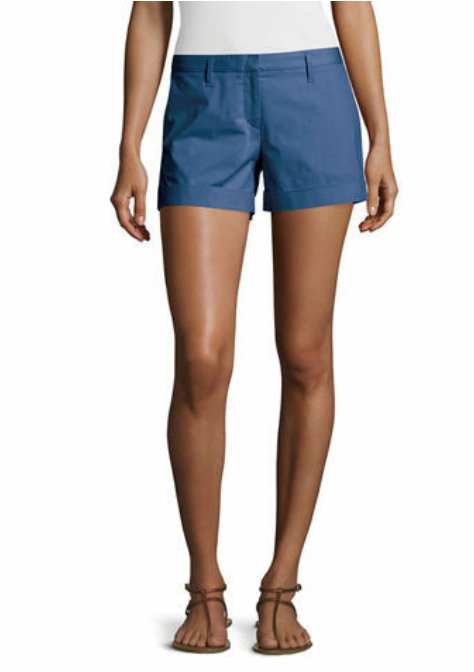 Theory Alem Stretch Cotton Poplin Shorts, Marina Blue