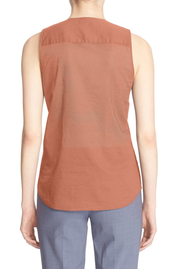 Theory Jastrid Ruffle-Front Sleeveless Top, Rosewood