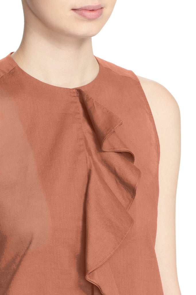 Theory Jastrid Ruffle-Front Sleeveless Top, Rosewood
