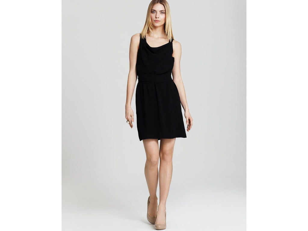 Theory Jaysa Sleeveless Draped-Neck Silk Dress, Black