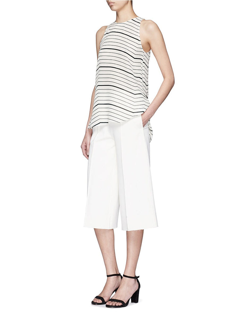 Theory Kalstinn Striped Sleeveless Silk Blouse, Ivory/Black