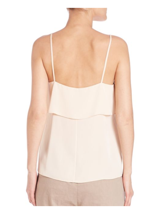 Theory Majken Modern Silk Georgette Ruffle-Front Cami Top, Dew
