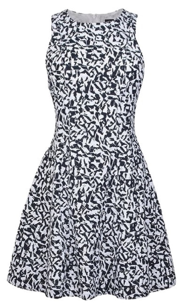 Theory Maydra Pescara Printed-Cotton Eyelet Dress, Navy Blue/White