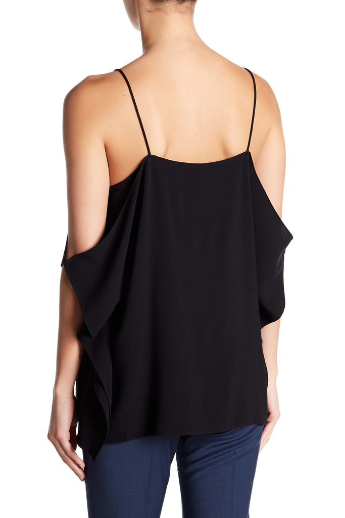 Theory Petteri Rosina Crepe Cold Shoulder Top, Black