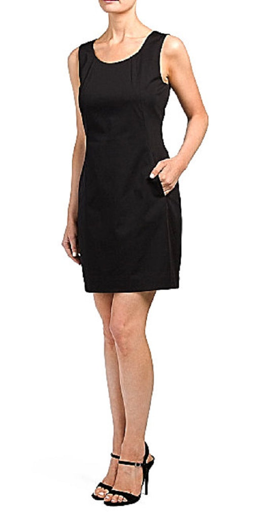 Theory Rikae Sleeveless Stretch Cotton Sheath Dress, Black