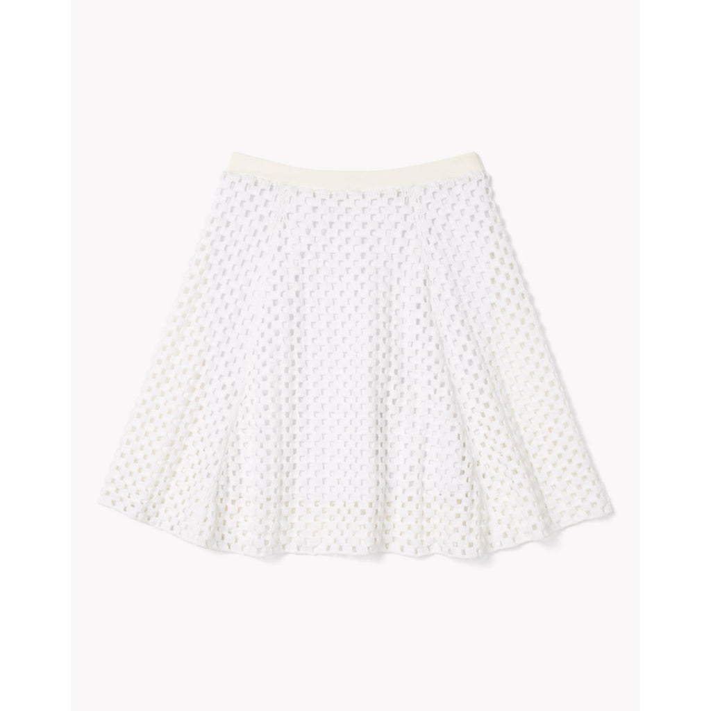 Theory Rortie B. Open-Stitch Skirt, Memorize Fabric, White