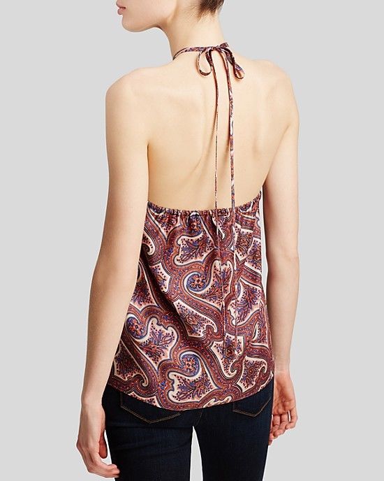 Theory Stasinia Verdana Paisley Printed Silk Halter Top, Multi