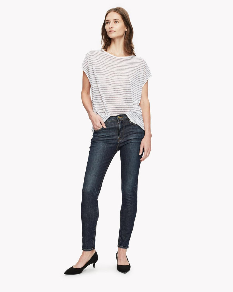 Theory Varinka Linen-Blend Knit Tie-Back Sweater, White/Echo