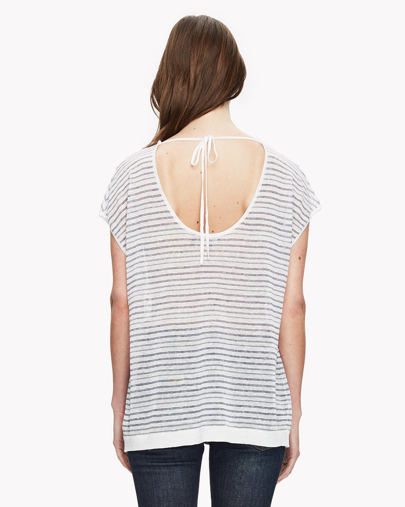 Theory Varinka Linen-Blend Knit Tie-Back Sweater, White/Echo