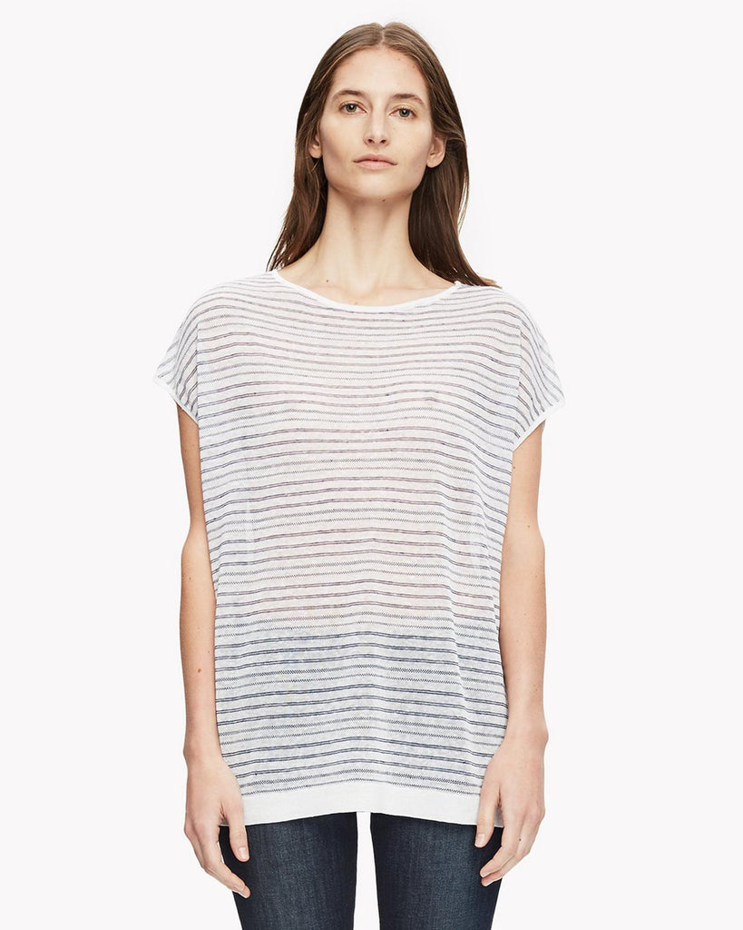 Theory Varinka Linen-Blend Knit Tie-Back Sweater, White/Echo