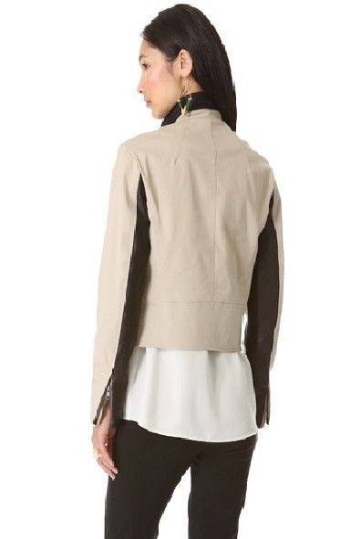 Theory Velea Stretch Cotton/Leather Panel Jacket, Oak/Black