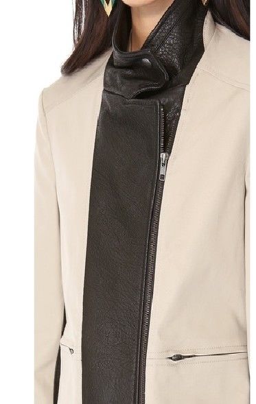 Theory Velea Stretch Cotton/Leather Panel Jacket, Oak/Black