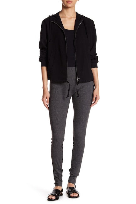 Theory Via S Waffle-Knit Zip-Ankle Leggings, Onyx/Grey