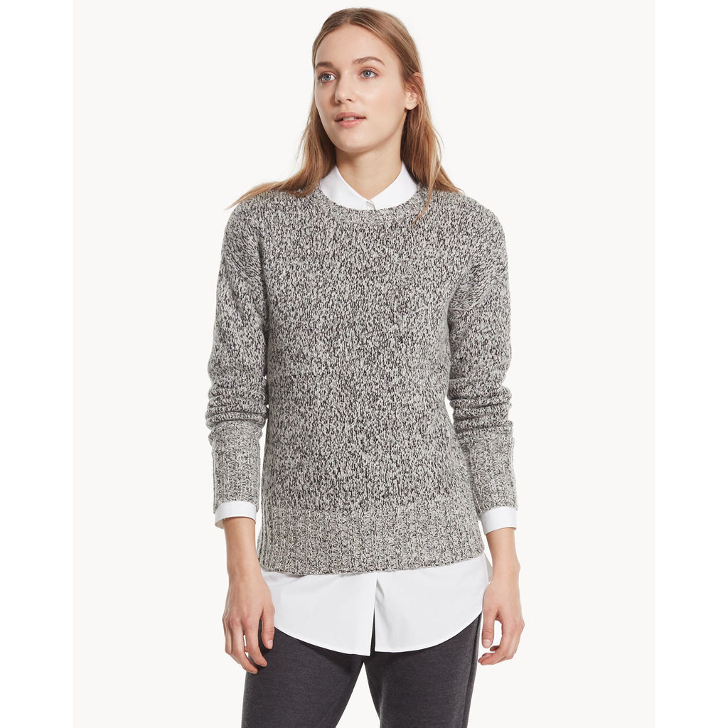 Theory Wyndrelle Marled Crewneck Wool-Blend Sweater, Grey Marl