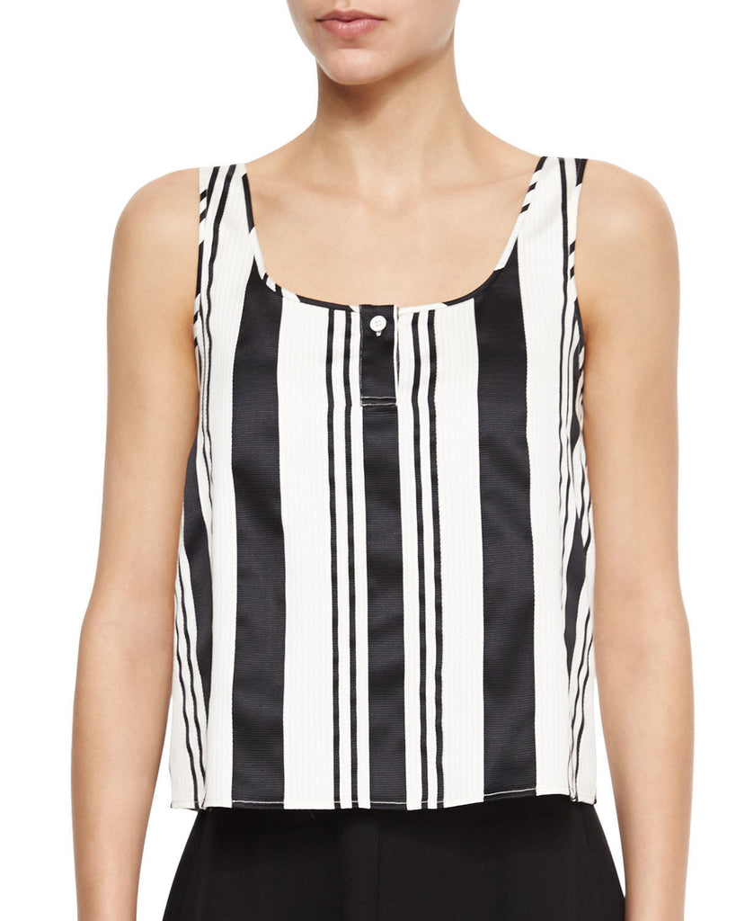 Theory Zelia Striped Sleeveless Top, Black/White