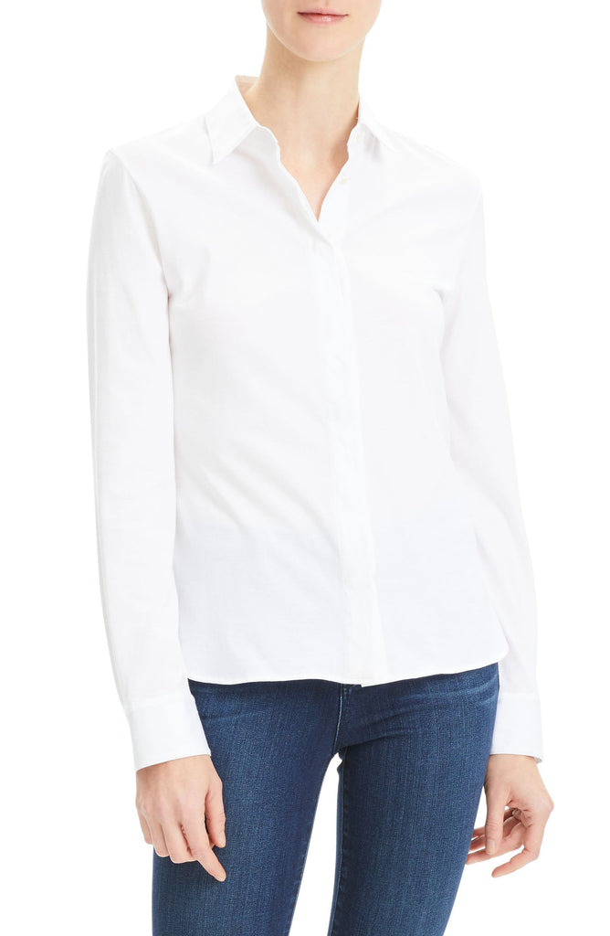 Theory Apex Fitted Pima Cotton Long Sleeve Shirt, White