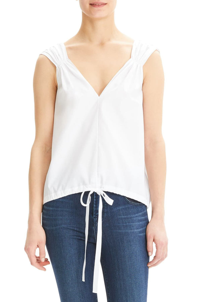 Theory Balloon Perfect Cotton Tie-Waist Sleeveless Top, White