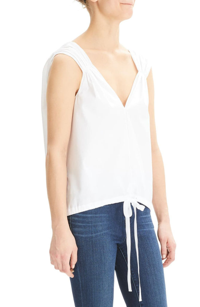 Theory Balloon Perfect Cotton Tie-Waist Sleeveless Top, White
