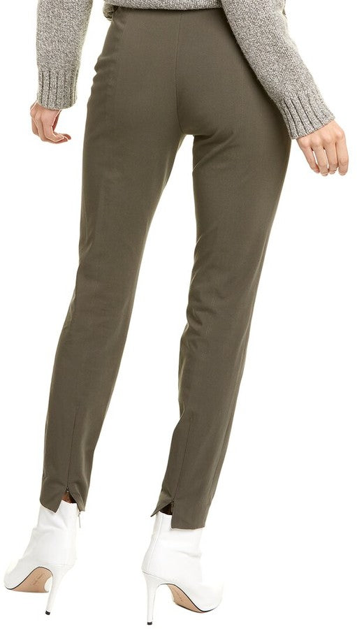 Theory Twill Bi-Stretch Seamed Trouser Pants, Teak Green