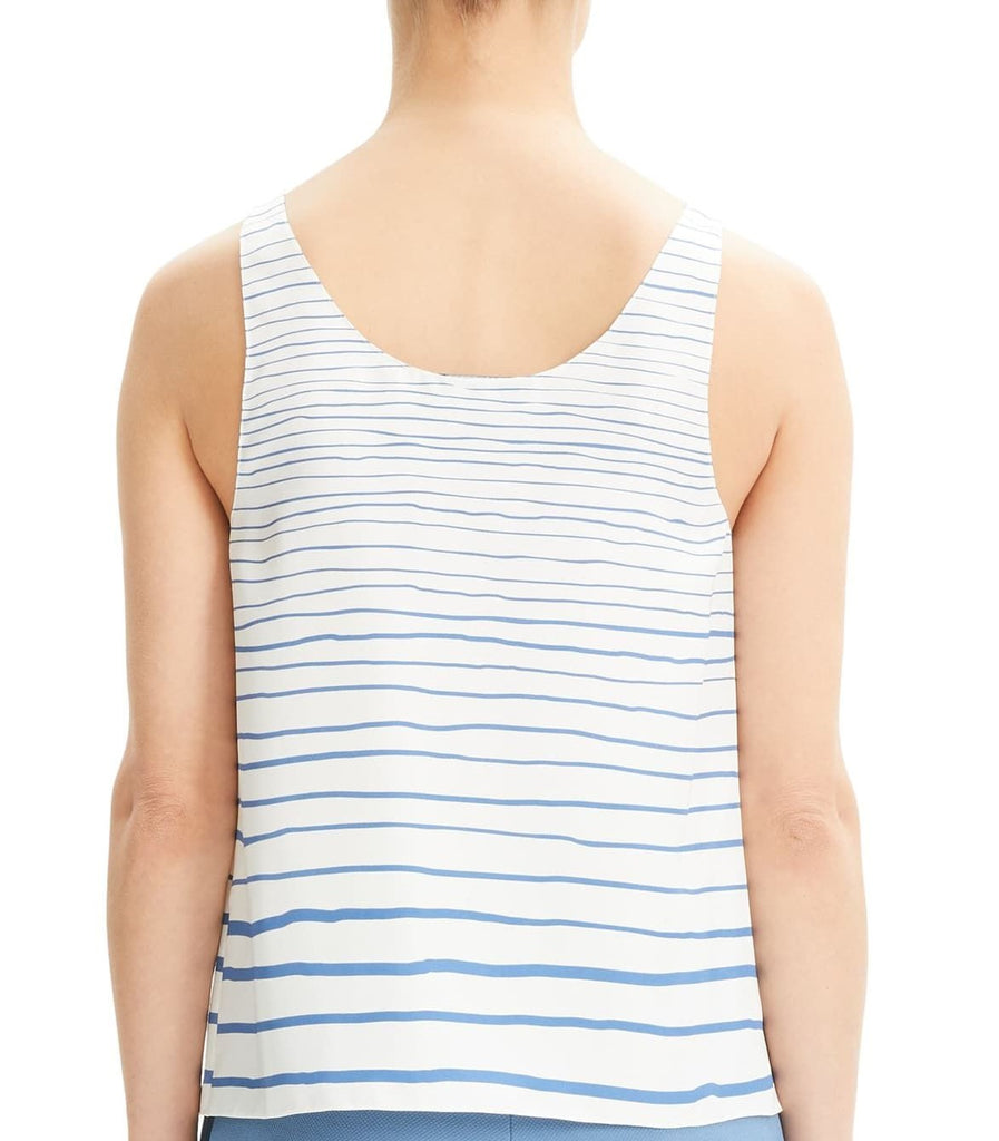 Theory Striped Silk Scoop Neck Sleeveless Tank Top, Blue