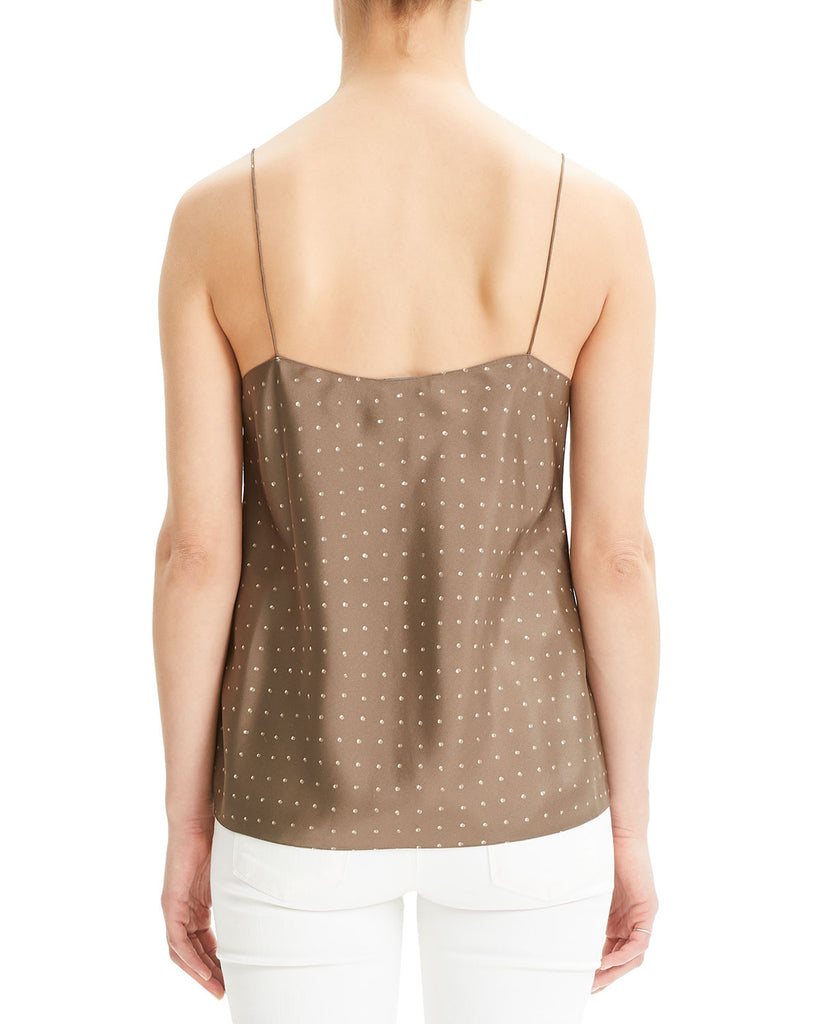 Theory Dot-Print Sleeveless Silk Cami Slip Top, Cargo