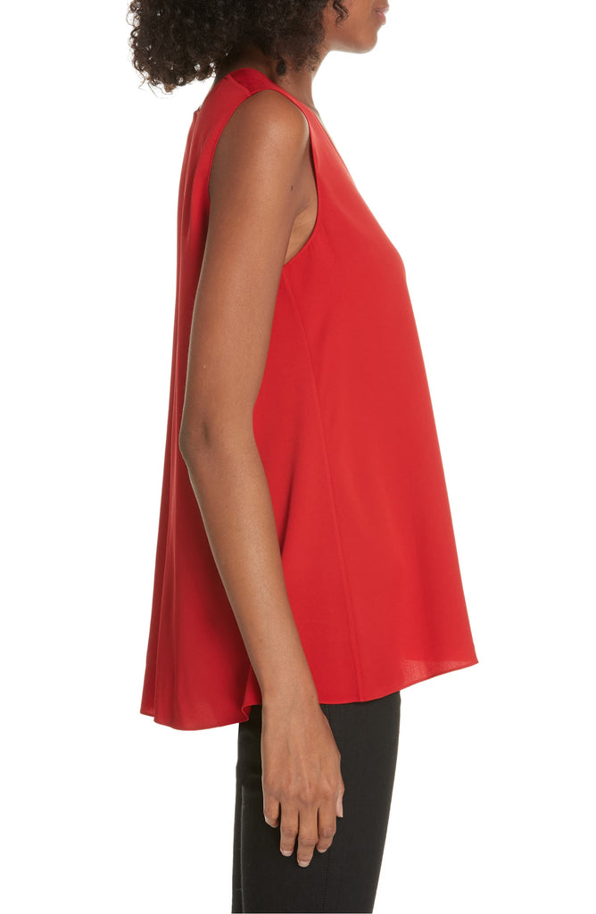 Theory Stretch Silk Sleeveless Swing Top, Peppercorn Red
