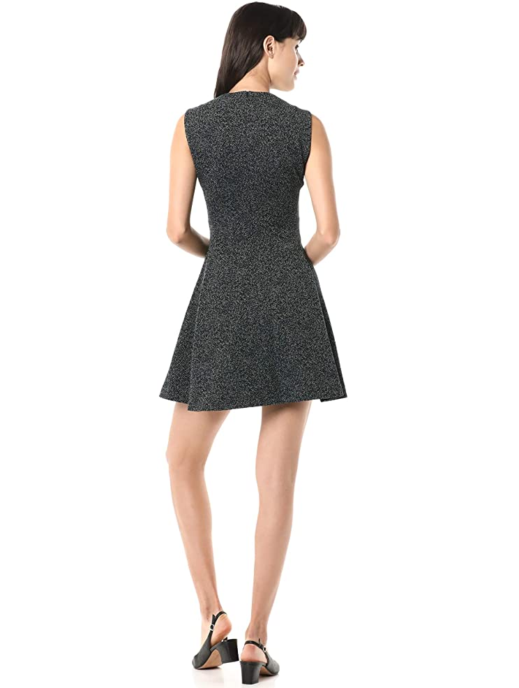 Theory Speckle-Knit Seamed Sleeveless Flared Dress, Navy Multi