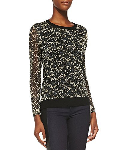 Tory Burch Honour Metallic-Print Jacquard & Knit Sweater