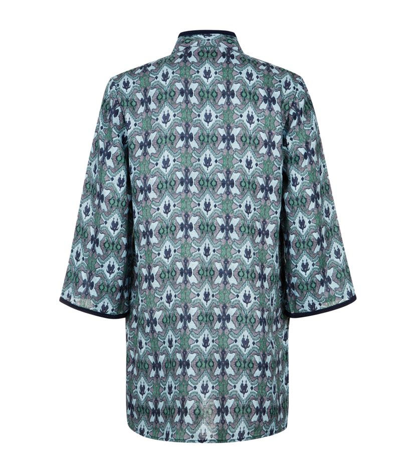 Tory Burch Printed Linen Laguna Tunic, Bukhara Blue/Tory Navy