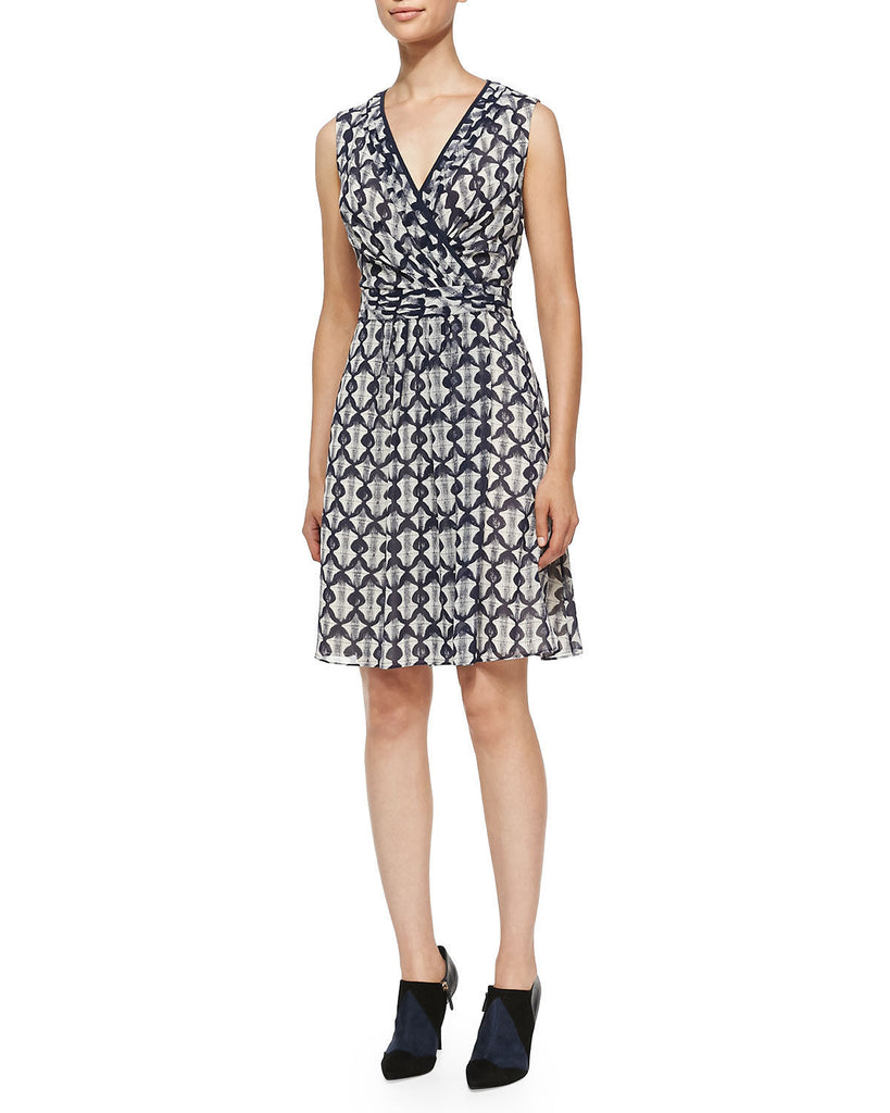 Tory Burch Leyna Printed Silk Georgette Dress, Navy Blue