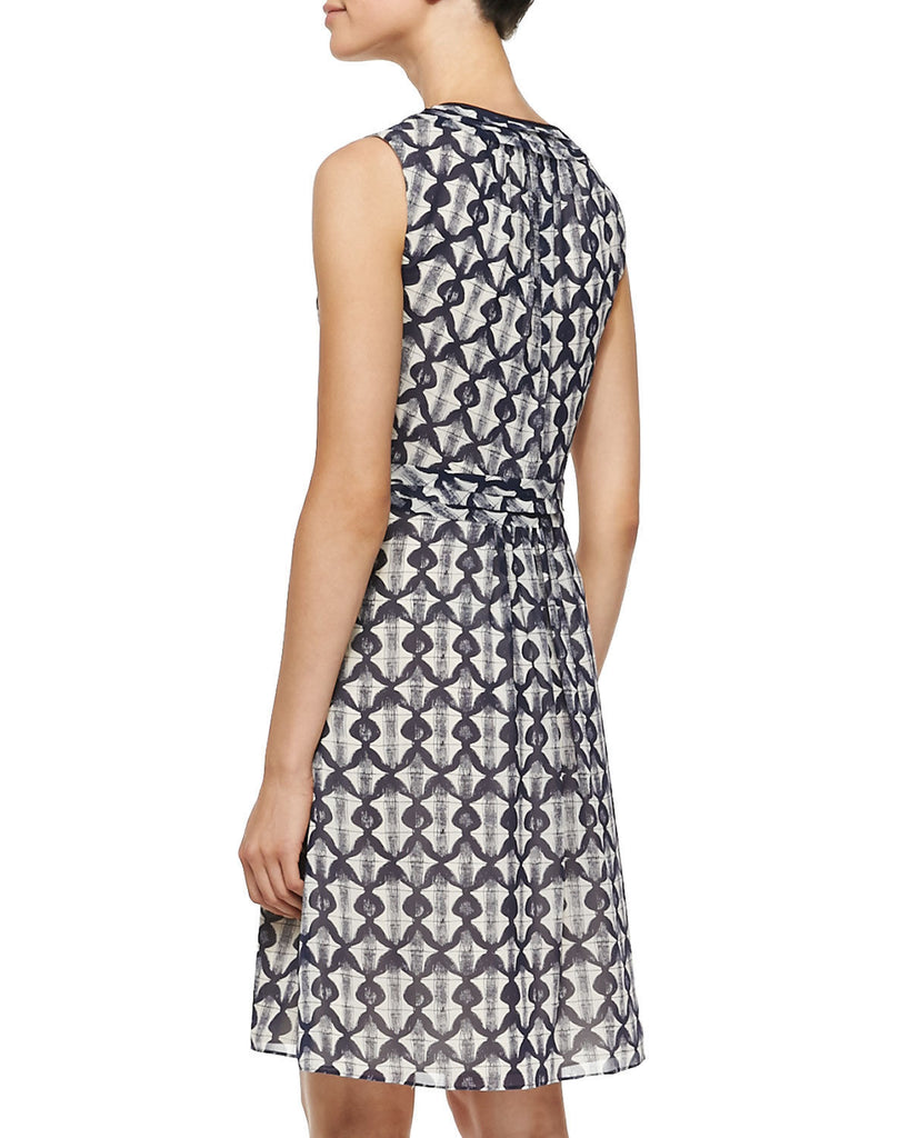 Tory Burch Leyna Printed Silk Georgette Dress, Navy Blue