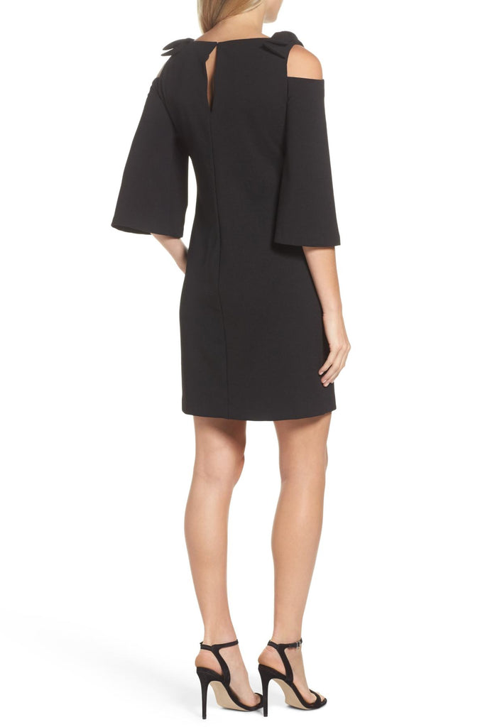 Trina Turk Aria Bow-Shoulder Crepe Sheath Dress, Black