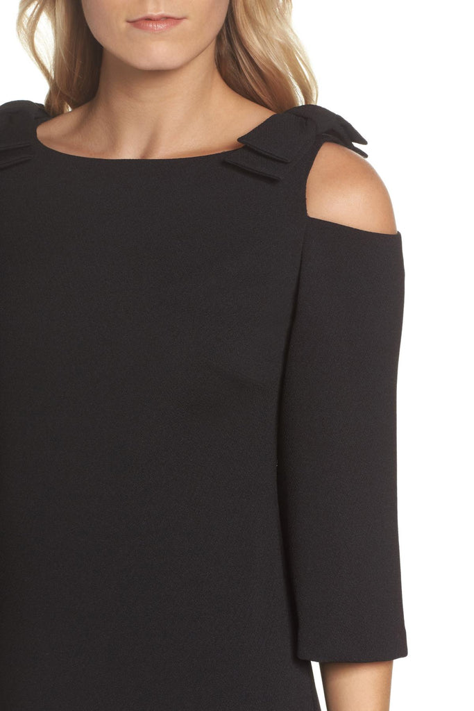Trina Turk Aria Bow-Shoulder Crepe Sheath Dress, Black