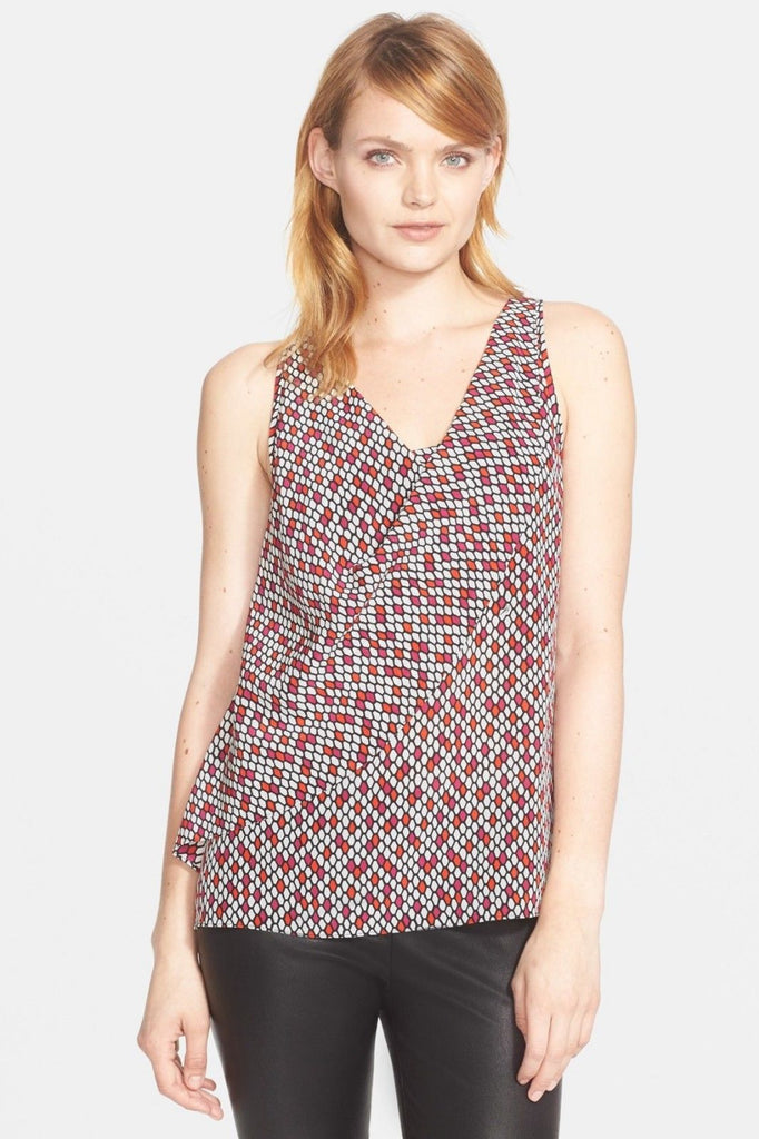 Trina Turk 'Burke' Print Silk Sleeveless Top, Fuschia