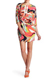 Trina Turk Clarion Beaded-Neck Abstract Print Cocoon Dress, Multi