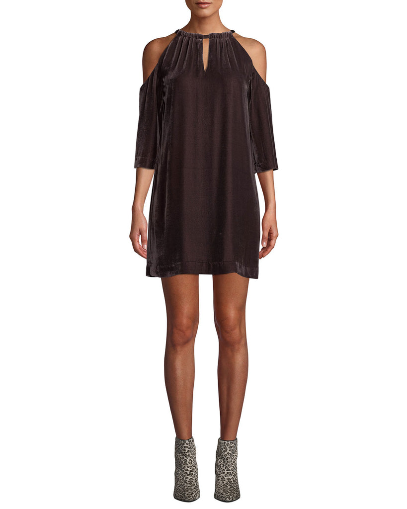 Trina Turk Eden Velvet Cold-Shoulder Shift Dress, Brandywine
