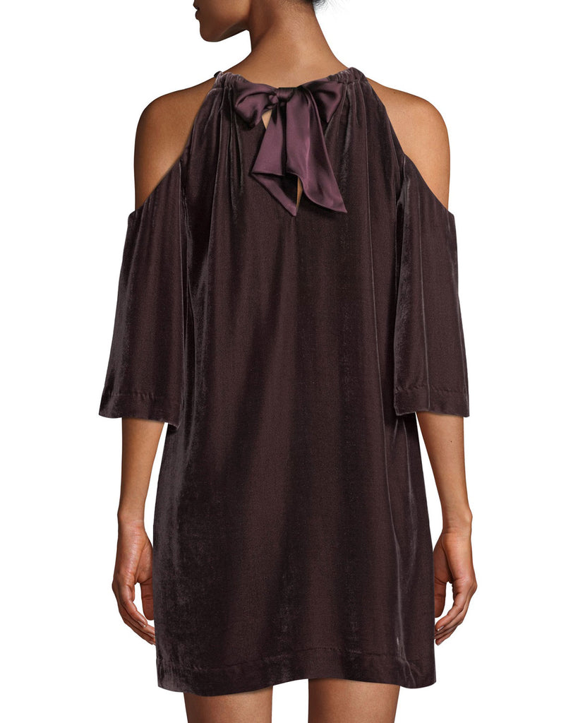 Trina Turk Eden Velvet Cold-Shoulder Shift Dress, Brandywine